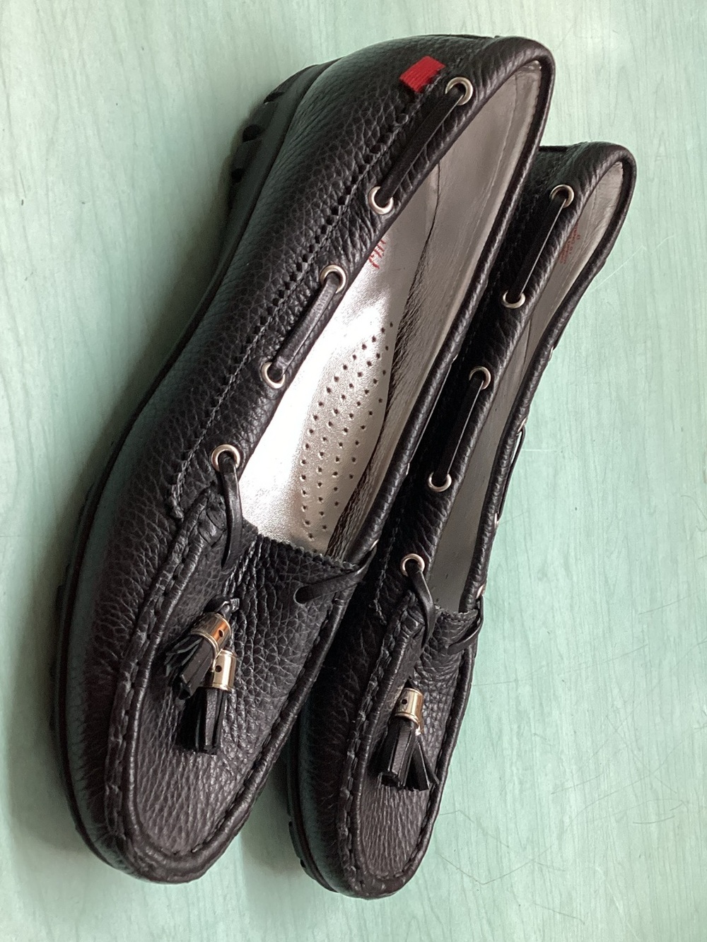 Marc Joseph Metallic Silver Leather Insole with Orange Logo
